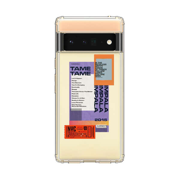 Modern Graphic Collage with Typography and Ticket Elements Google Pixel 6 Pro Case
