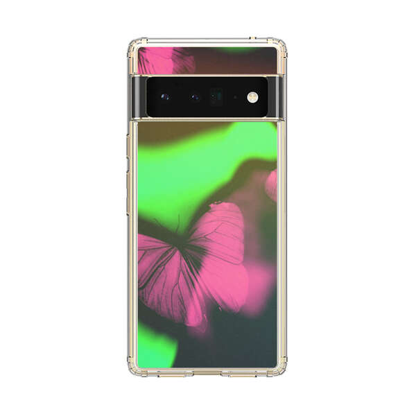 Pink Butterflies Green Background Google Pixel 6 Pro Case