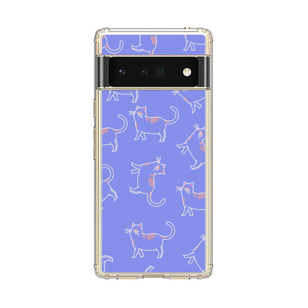 Playful Cartoon Cats on Purple Background Google Pixel 6 Pro Case