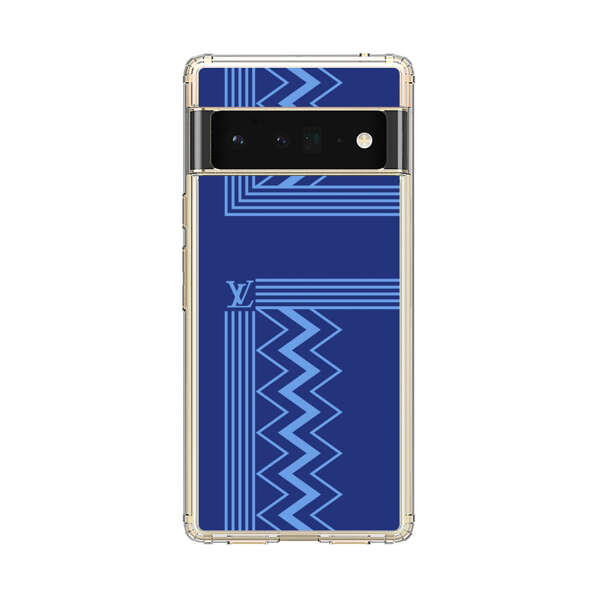 Stylish Geometric Zigzag Pattern in Blue Google Pixel 6 Pro Case