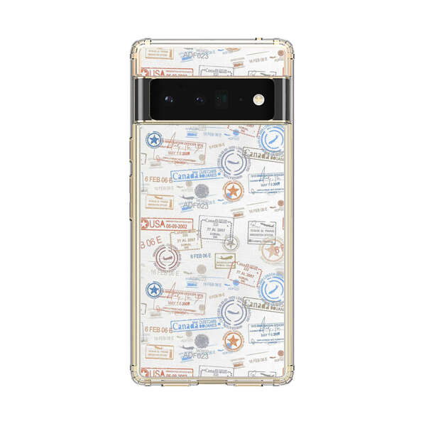 Vintage Passport Stamps Pattern Google Pixel 6 Pro Case