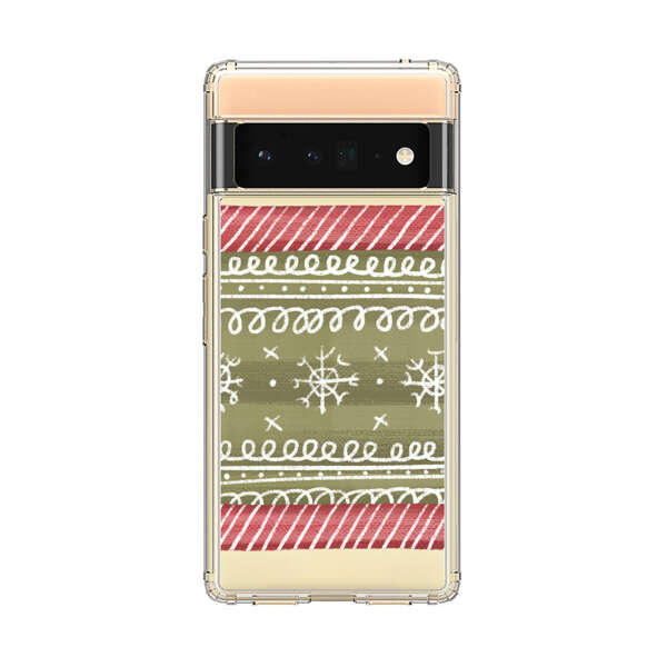 Winter Pattern with Snowflakes and Red Stripes Google Pixel 6 Pro Case