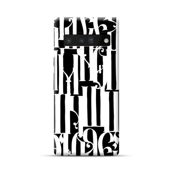 Abstract Black and White Pattern with Ornamental Letters Google Pixel 6 Pro Hard Case