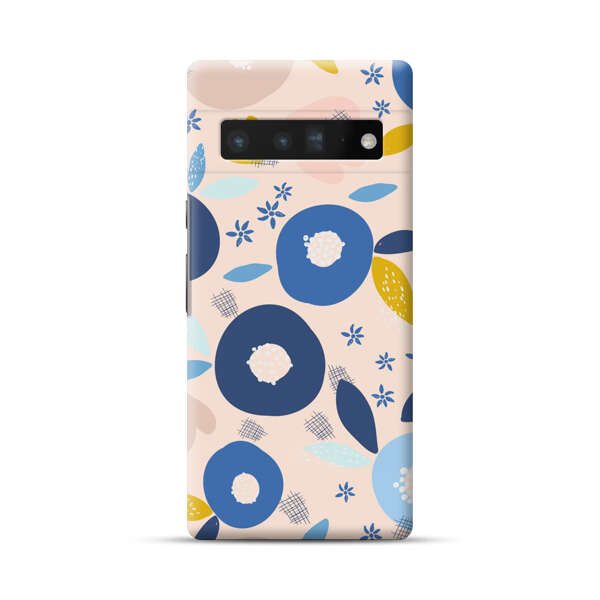 Abstract Floral Pattern with Blue, Pink and Mustard Flowers Google Pixel 6 Pro Hard Case