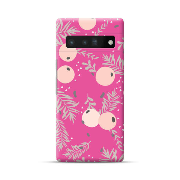 Berries Floral Pattern Pink Background Google Pixel 6 Pro Hard Case