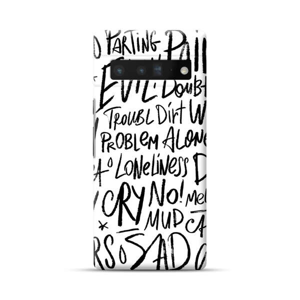 Black and White Negative Words Pattern Google Pixel 6 Pro Hard Case