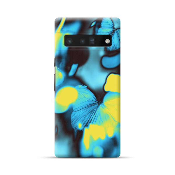 Blue Butterflies Glowing Abstract Background Google Pixel 6 Pro Hard Case