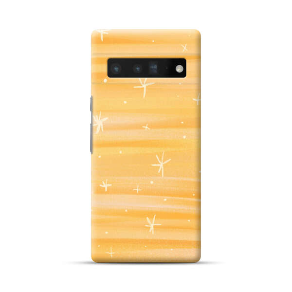 Bright Orange Star Pattern Google Pixel 6 Pro Hard Case