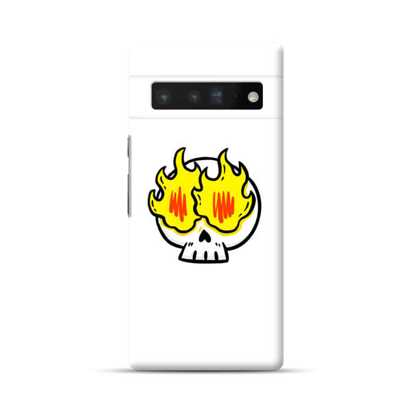 Cartoon Skull with Flames Google Pixel 6 Pro Hard Case