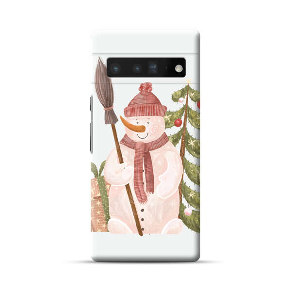 Charming Winter Snowman Illustration Google Pixel 6 Pro Hard Case