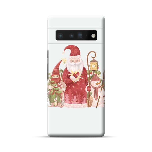 Christmas Santa Elf Snowman Festive Illustration Google Pixel 6 Pro Hard Case
