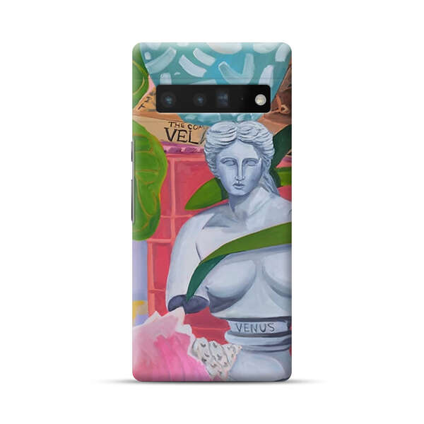 Classical Venus Bust with Green Leaves and Vibrant Vases Google Pixel 6 Pro Hard Case