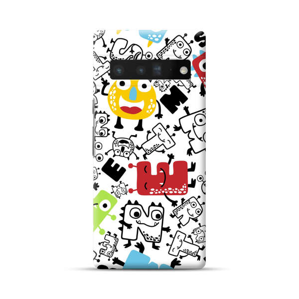 Colorful Cartoon Monsters Letters Pattern Google Pixel 6 Pro Hard Case