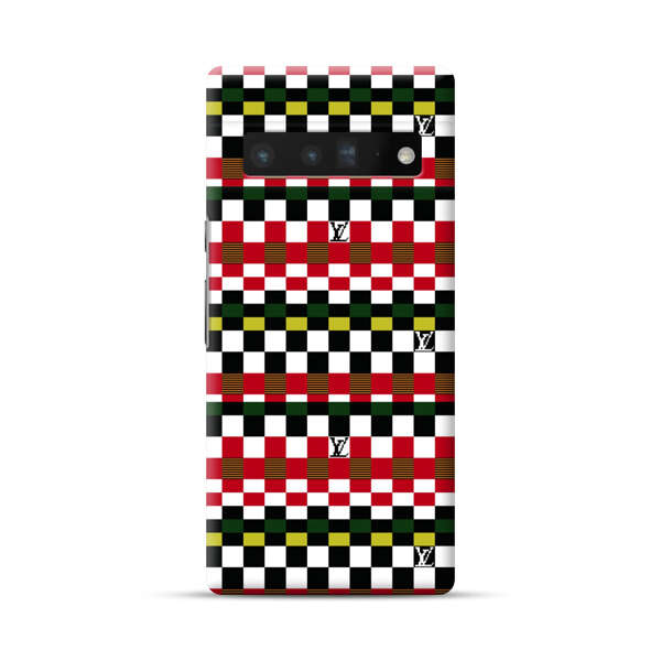 Colorful Checkerboard Stripes Pattern Google Pixel 6 Pro Hard Case
