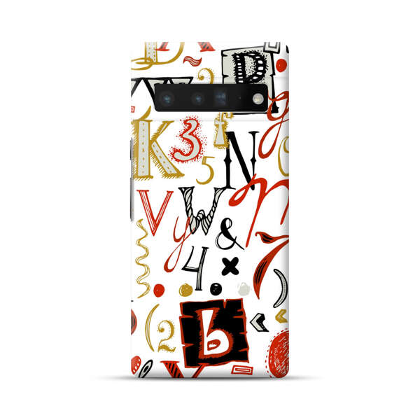 Colorful Hand Drawn Letters and Numbers Pattern Google Pixel 6 Pro Hard Case