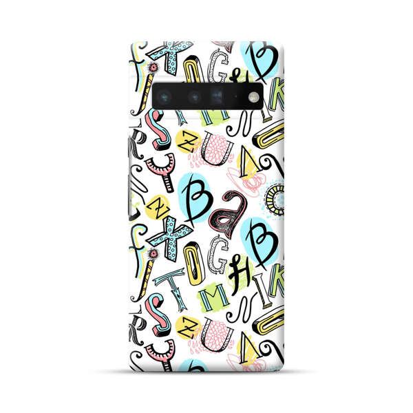 Colorful Scattered Alphabet Letters Pattern Google Pixel 6 Pro Hard Case