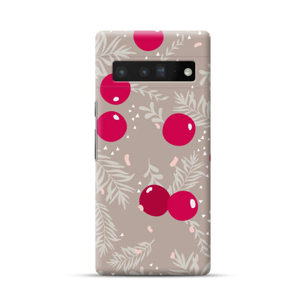 Cranberries and pine branches holiday pattern Google Pixel 6 Pro Hard Case