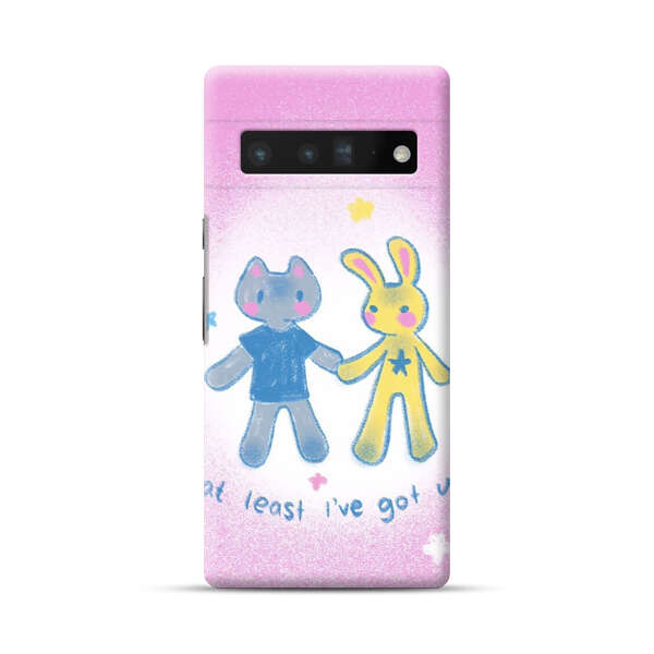 Cute Cat and Rabbit Holding Hands Google Pixel 6 Pro Hard Case