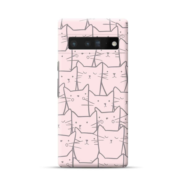 Cute Hand Drawn Cat Pattern Google Pixel 6 Pro Hard Case