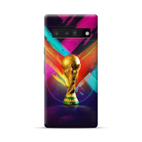 Golden Soccer Trophy with Colorful Abstract Background Google Pixel 6 Pro Hard Case