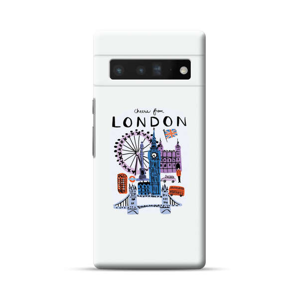 London Iconic Landmarks Illustration Google Pixel 6 Pro Hard Case