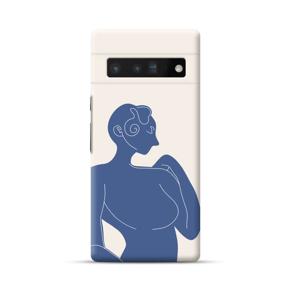 Minimalistic Abstract Female Silhouette Blue Google Pixel 6 Pro Hard Case