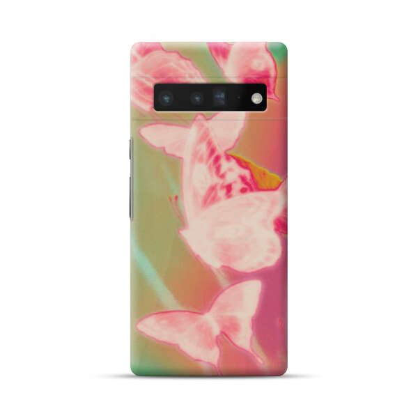 Pink Butterflies Dreamy Colorful Background Google Pixel 6 Pro Hard Case