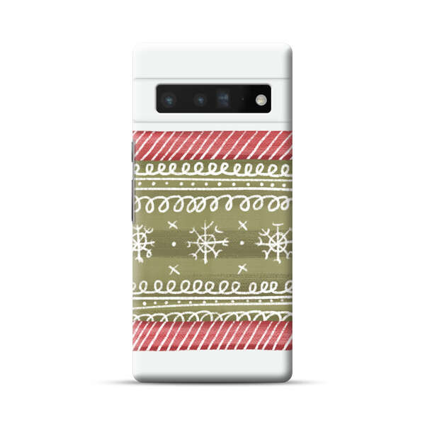 Winter Pattern with Snowflakes and Red Stripes Google Pixel 6 Pro Hard Case