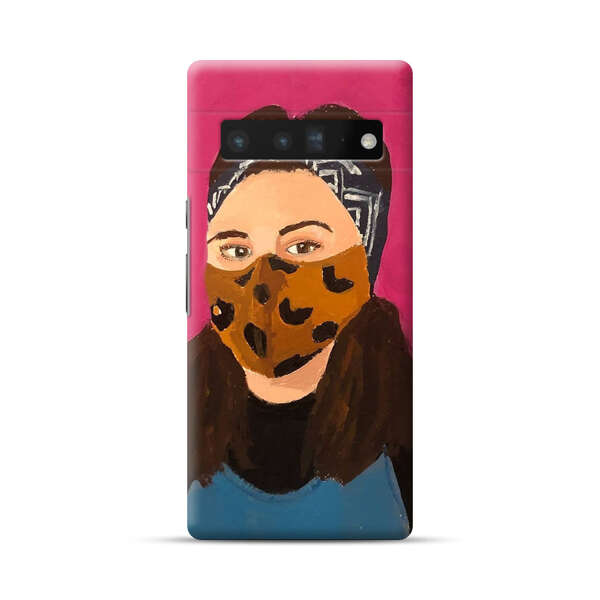 Woman Leopard Print Face Mask Google Pixel 6 Pro Hard Case