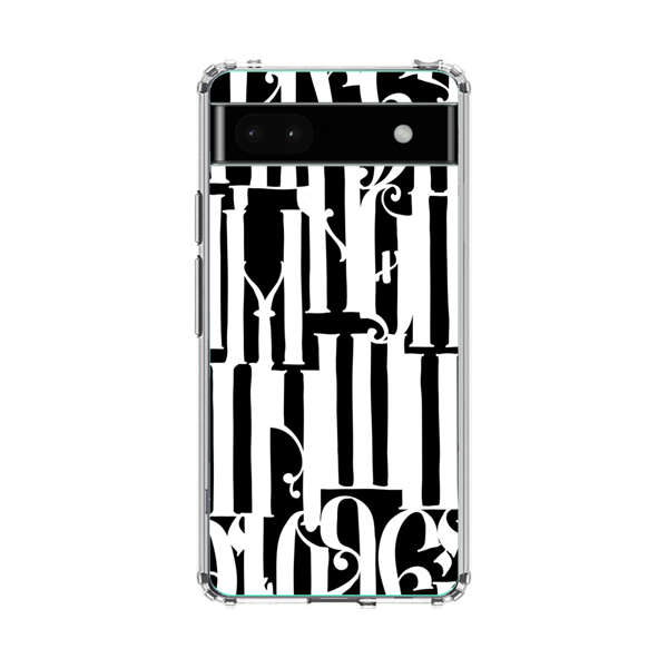 Abstract Black and White Pattern with Ornamental Letters Google Pixel 6a Case