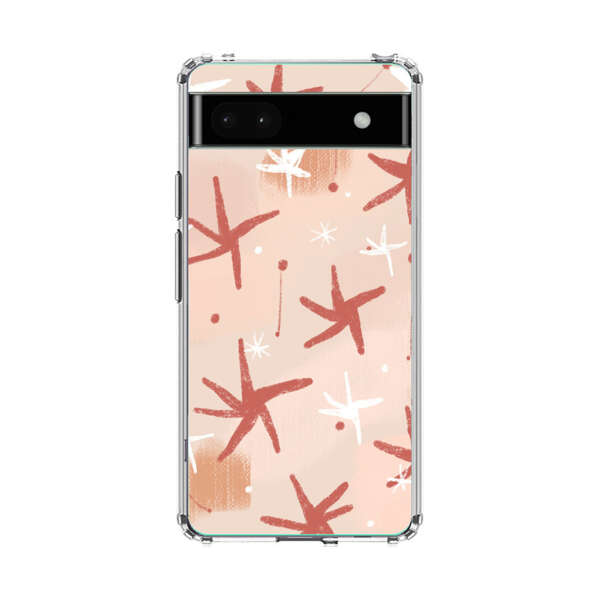 Abstract Star Pattern Red and White on Beige Background Google Pixel 6a Case