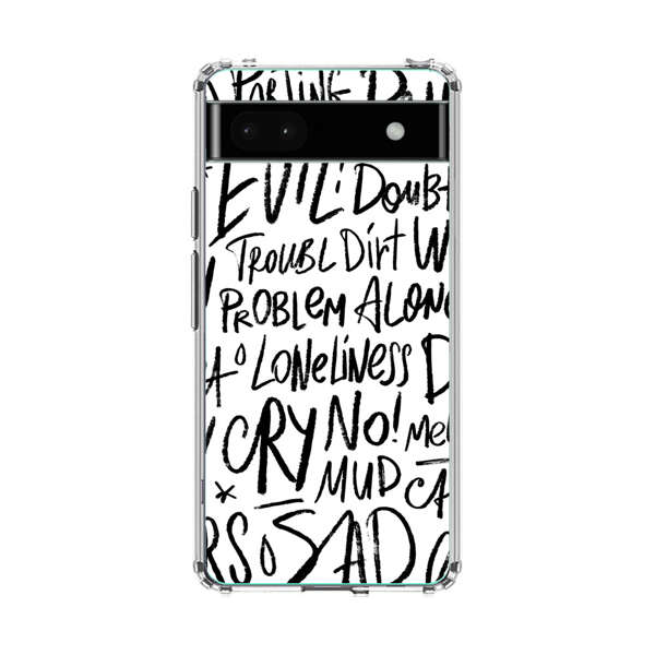 Black and White Negative Words Pattern Google Pixel 6a Case