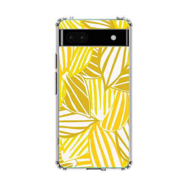 Bright Yellow Striped Tropical Leaves Pattern Google Pixel 6a Case