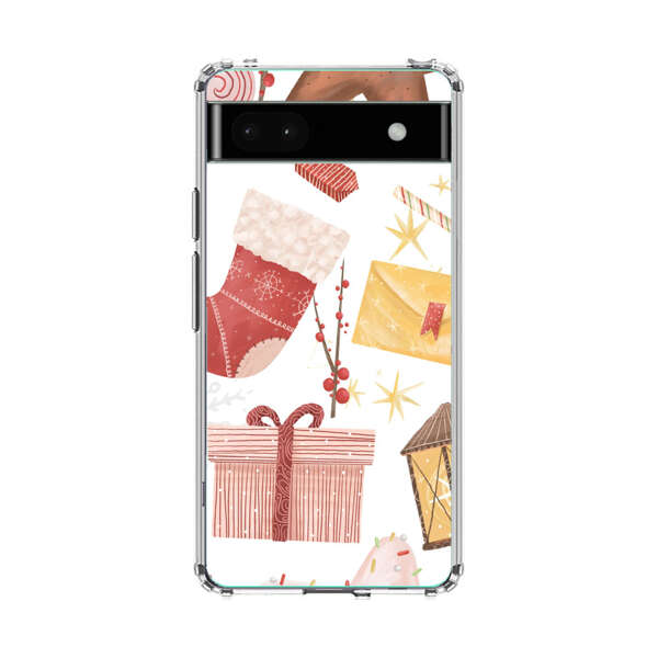 Christmas Festive Pattern with Gingerbread and Gifts Google Pixel 6a Case