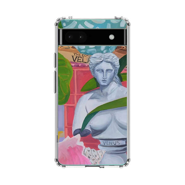 Classical Venus Bust with Green Leaves and Vibrant Vases Google Pixel 6a Case