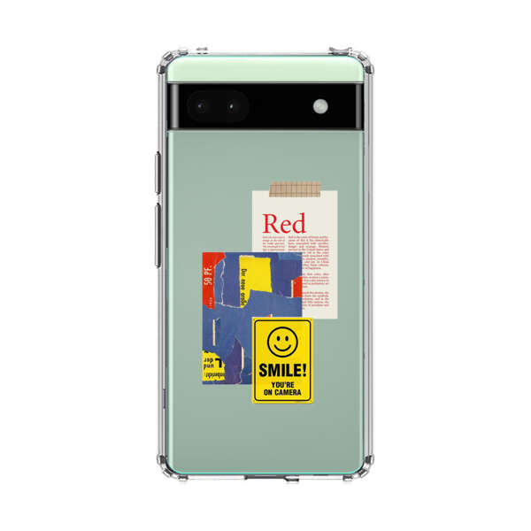 Collage Torn Paper Smiley Face Yellow Sign Google Pixel 6a Case