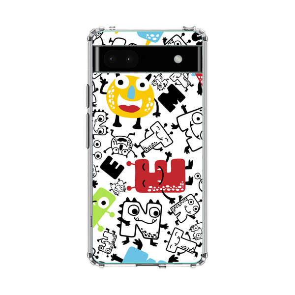 Colorful Cartoon Monsters Letters Pattern Google Pixel 6a Case