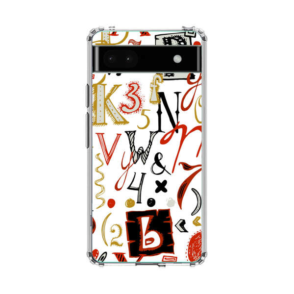 Colorful Hand Drawn Letters and Numbers Pattern Google Pixel 6a Case