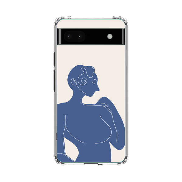 Minimalistic Abstract Female Silhouette Blue Google Pixel 6a Case