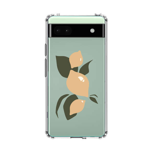 Minimalistic Beige Lemons with Green Leaves Google Pixel 6a Case