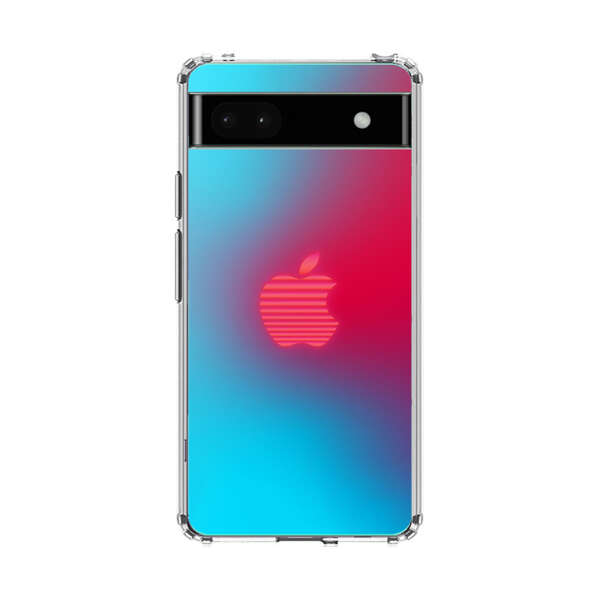 Neon Striped Apple Logo Gradient Background Google Pixel 6a Case