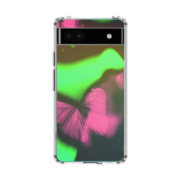 Pink Butterflies Green Background Google Pixel 6a Case
