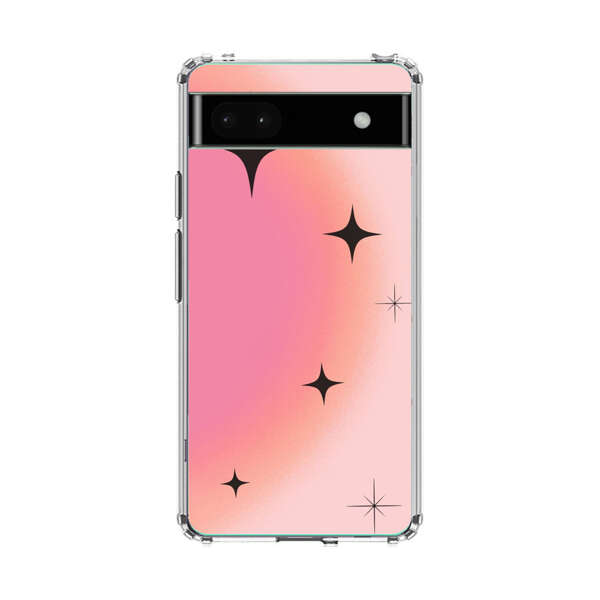 Pink Peach Gradient with Black Stars Google Pixel 6a Case
