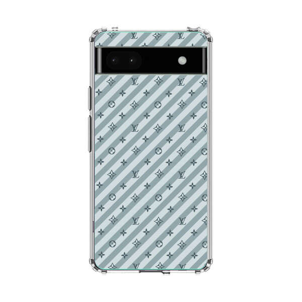 Stylish Blue Diagonal Striped Luxury Logo Pattern Google Pixel 6a Case