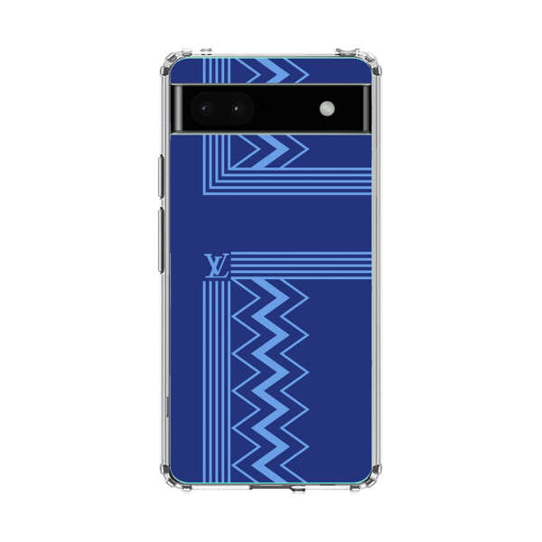 Stylish Geometric Zigzag Pattern in Blue Google Pixel 6a Case