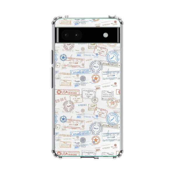 Vintage Passport Stamps Pattern Google Pixel 6a Case