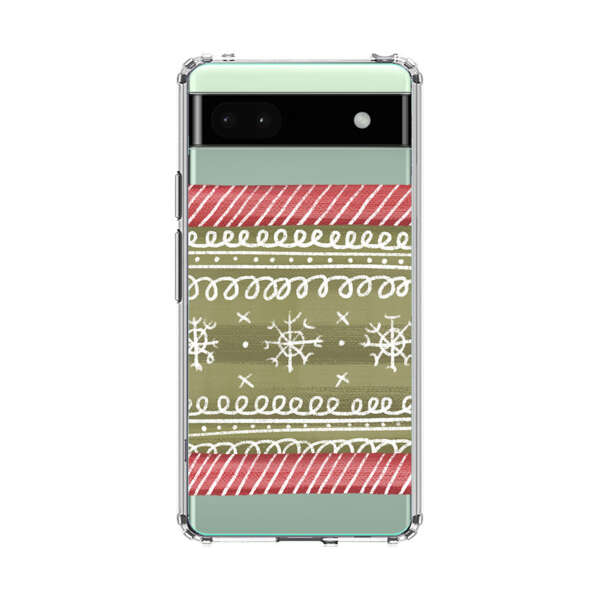 Winter Pattern with Snowflakes and Red Stripes Google Pixel 6a Case