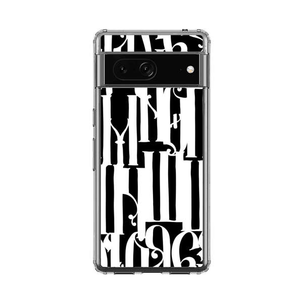 Abstract Black and White Pattern with Ornamental Letters Google Pixel 7 Case