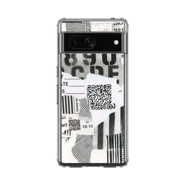 Abstract Collage Torn Paper Barcodes Google Pixel 7 Case