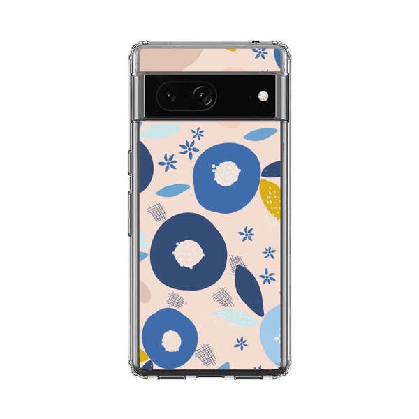 Abstract Floral Pattern with Blue, Pink and Mustard Flowers Google Pixel 7 Case